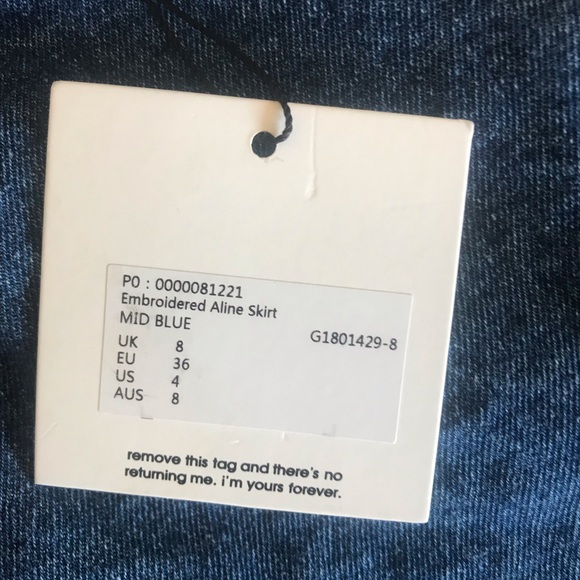 Missguided Embroidered Aline Boho Denim Skirt S - Picture 4 of 7